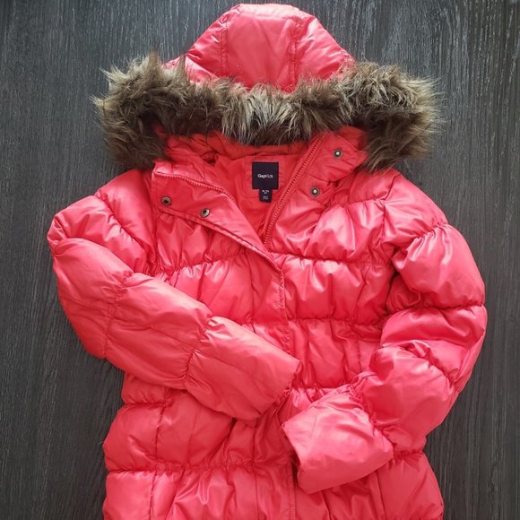 Gap girls 3/4 length parka, xl (12), coral - Picture 1 of 1